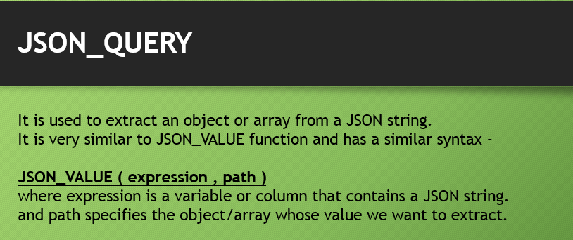 JSON_QUERY Function