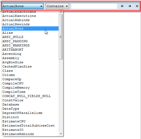 Search in Execution Plans