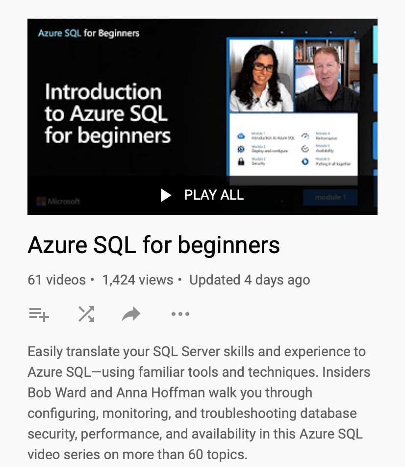 Azure SQL Videos